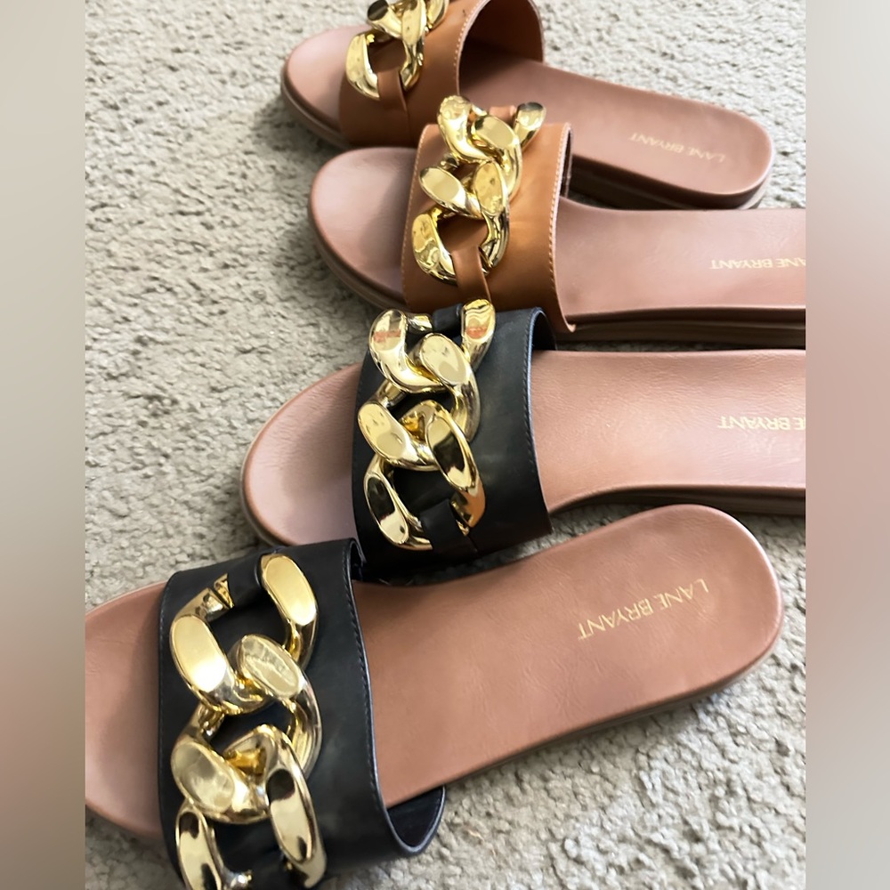 Never won! No tag! Lane Bryant 11W sandals! Black and cognac!